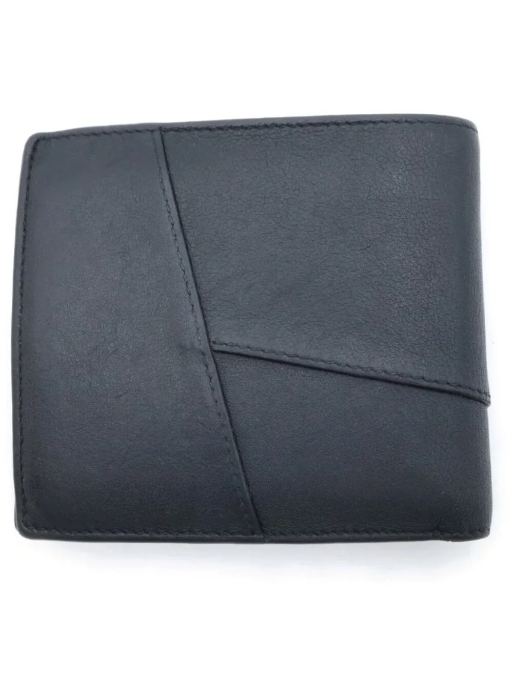Loewe Puzzle Anagram Bifold Wallet Compact Card Case Black Leather